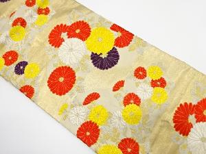 アンティーク　霞に菊模様織り出し名古屋帯（着用可）